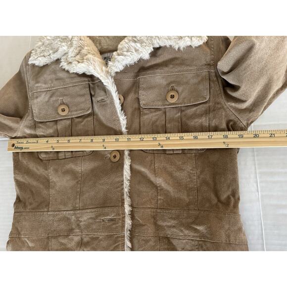 WILSON’S LEATHER Women’s M Beige Suede Faux Shearling Penny Lane Jacket - Picture 10 of 14